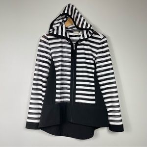 Chico’s lightweight perforated zip up jacket with stripes
